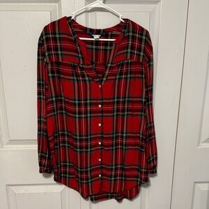 Old Navy Red Plaid Button-Down Shirt